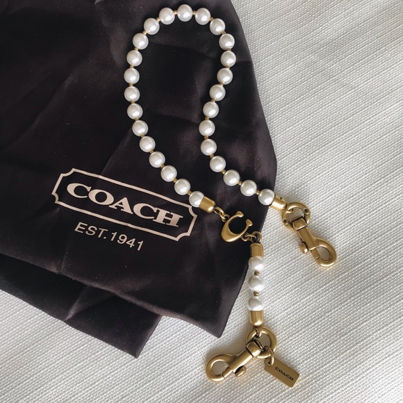 Coach Accessories - Coach Short Pearl Strap Bag Charm, Pearl / Brass